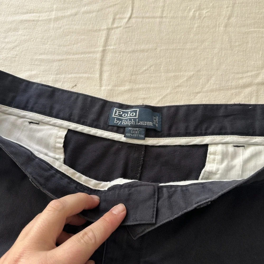 Polo Ralph Lauren Prospect Shorts Mens 38  Blue Cotton Classic Chino Flat Front‎